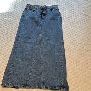 Classic Blue Denim Maxi Skirt